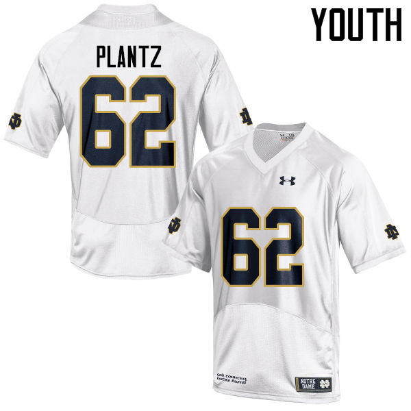 Youth #62 Logan Plantz Notre Dame Fighting Irish College Football Jerseys-White